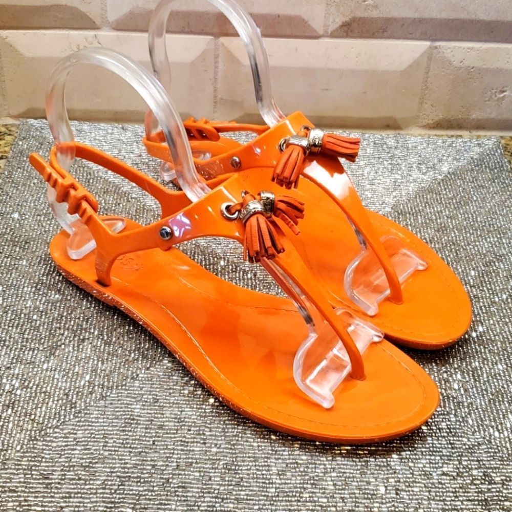 SOLD!! TOD'S Pumpkin Tassled Jelly Nikel Sandals - Picture 1 of 9